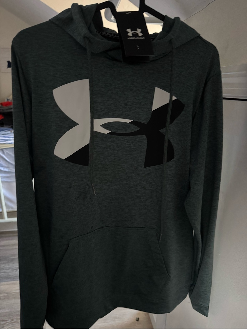 Under Armour Men's Dark Green Zip-Up Hoodie with Two-Tone Logo